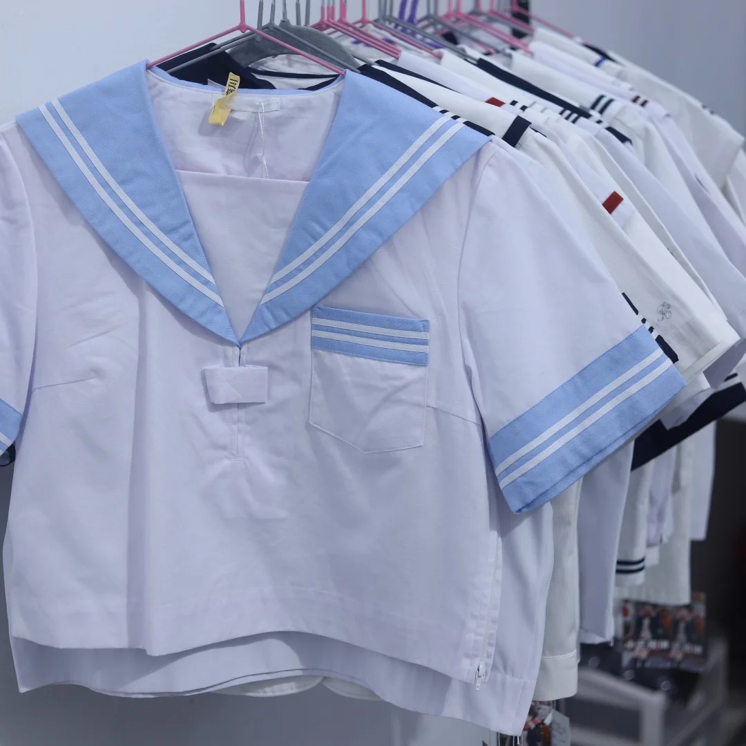 

Cute Style Short Sleeve Sailor Suit Japanese School Uniform Xf88 Straight Leg Pants Mid-Length Skirt Summer Season
