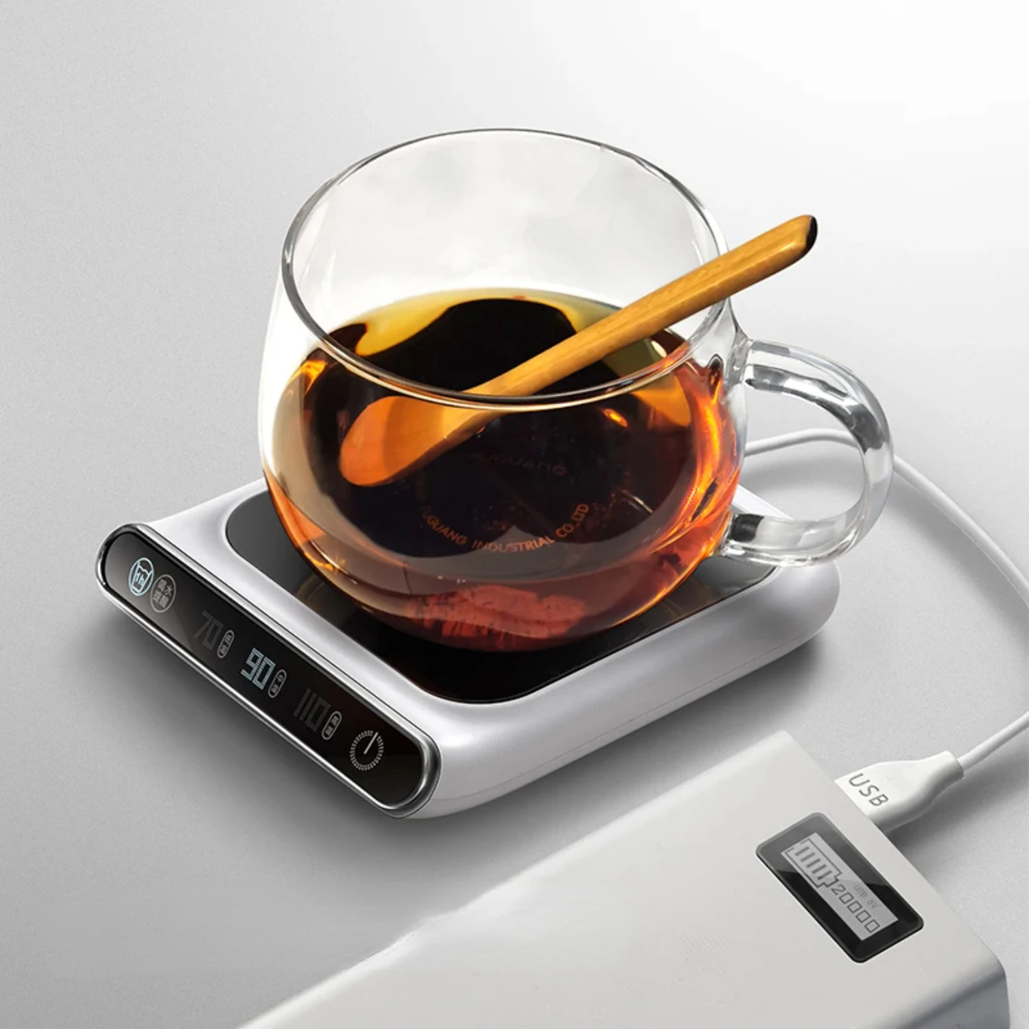 USB Coffee Mug Cup Warmer - 3 Temperature Settings - Office Desk Essential - Smart Beverage Warmer