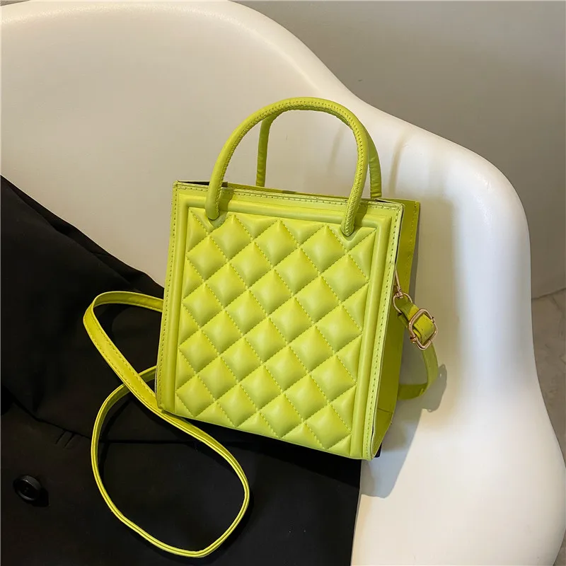 2022 New Fashion Handbags Designer Women Shoulder Bag Plaid Top Handle Bags Crossbody Trendy PU Leather Tote