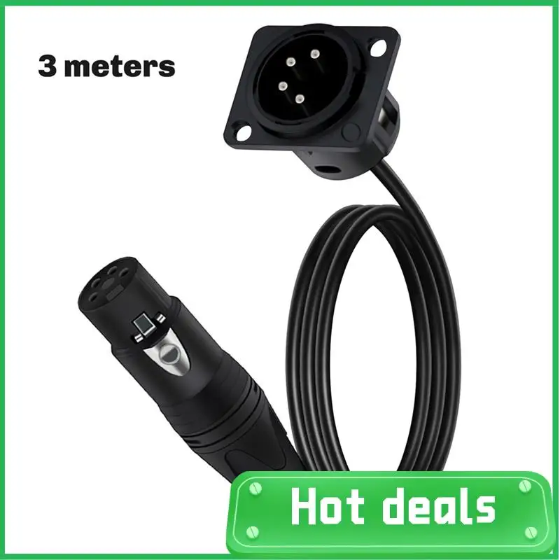

4Pin Type XLR Panel Mount Chassis To Female Connector Adapter XLR Feedthrough Bulkhead MIC Socket Audio Extension Cable 300Cm