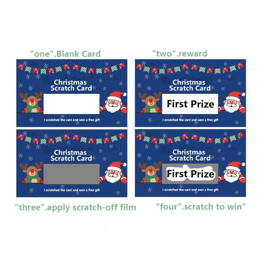 50Pcs/Set DIY Christmas Scratch Off Cards Write‑In Cartoon Surprise Raffle Cards Creative Lucky Party Gift Vouchers New Year