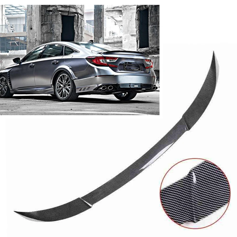 

AKASAKA Rear Spoiler Wing For Honda Accord 10th Sedan 2018-2022 JDM V Type Carbon Fiber Look Taigate Lid Trunk Decklid Trim Lip