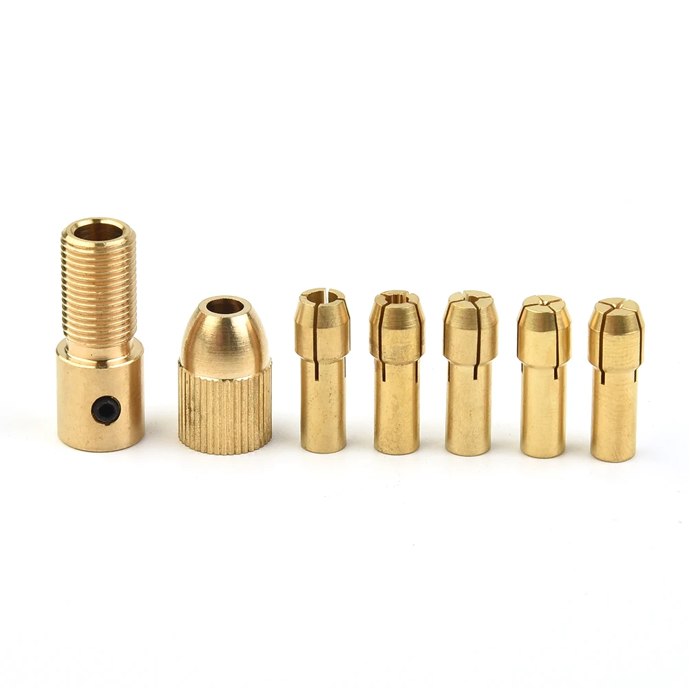 

7pcs set Brass Collet Mini Drill Chucks Electric Motor Shaft Drill Bit Tool Drill Chuck Adapter 0.5 1.0 1.5 2.5 3.0mm