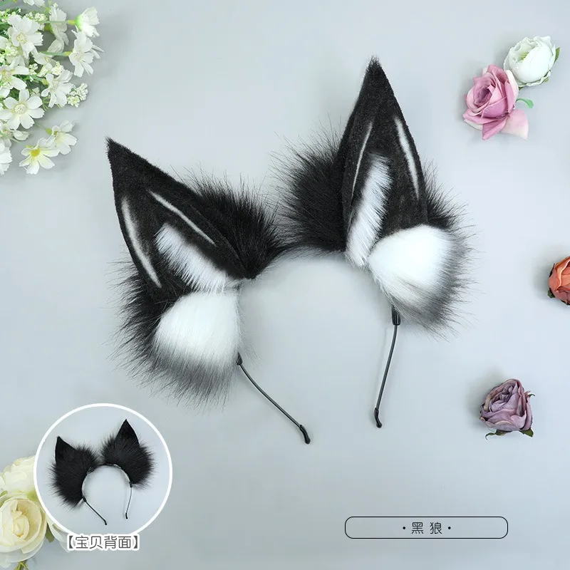 Nouveau style de noël femmes animaux oreilles de loup coiffure en peluche bandeau fourrure Lolita bandeau Anime pour Halloween Cosplay accessoire