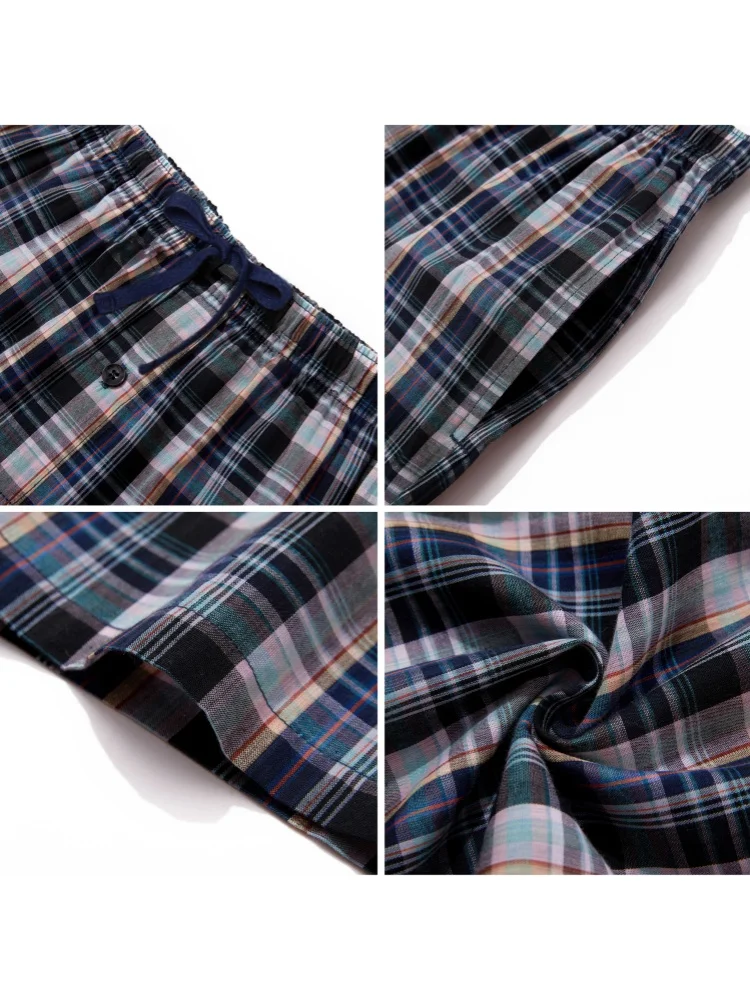 JupiterSecret Men's Pajama Pants Cotton Thin Plaid Sleepwear & Lounge Pants PJ Bottoms with Pockets and Button Fly