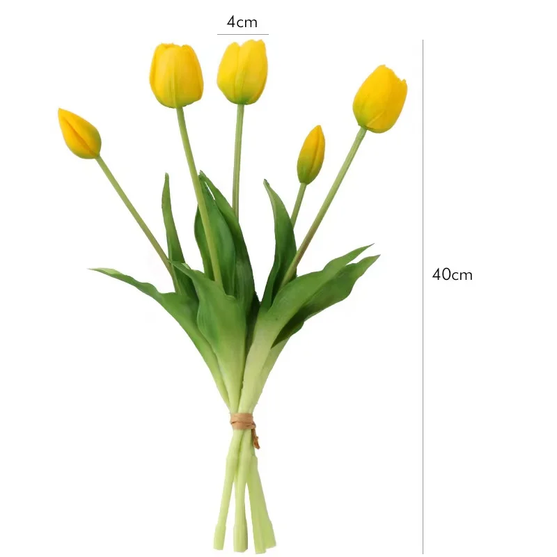 Imagem -04 - Indigo-silicone Amarelo Tulip Bouquet Flor Artificial Toque Real Calla Home Gift Decoração do Casamento 20 Pcs