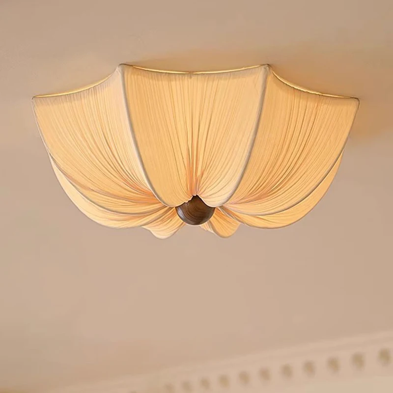 

Japanese Wabi Sabi Fabric Ceiling Light Living Dining Room Led Ceiling Chandelier Room Decoration Bedroom Indoor Lighting Lamp