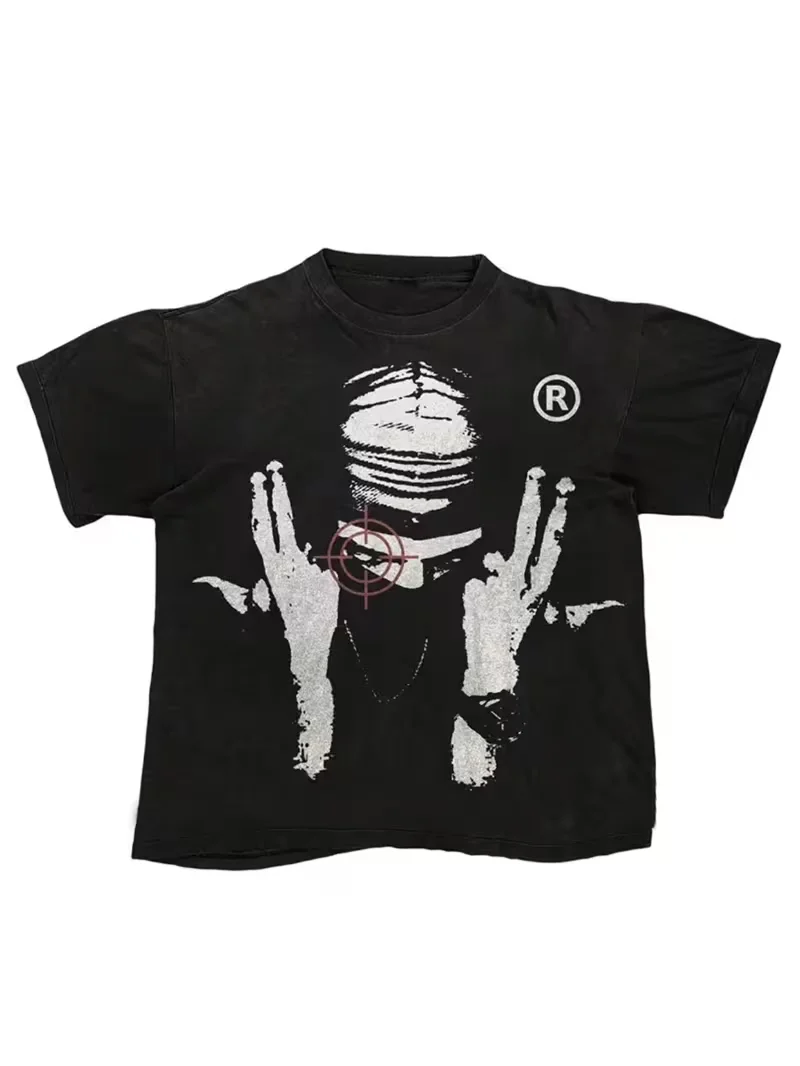 New Arrival:Graffiti Face T-shirt,Y2K style, loose fit, crew neck design,casual and fashionable,suitable for both men and women.