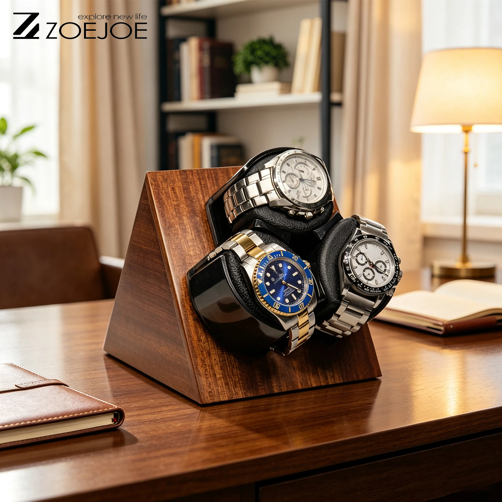 Automatic Watch Winder Wood Grain Color 3 Slots Usb Cable Power Soft Watch Pillow Watch Winders Birthday Gifts For Men Women