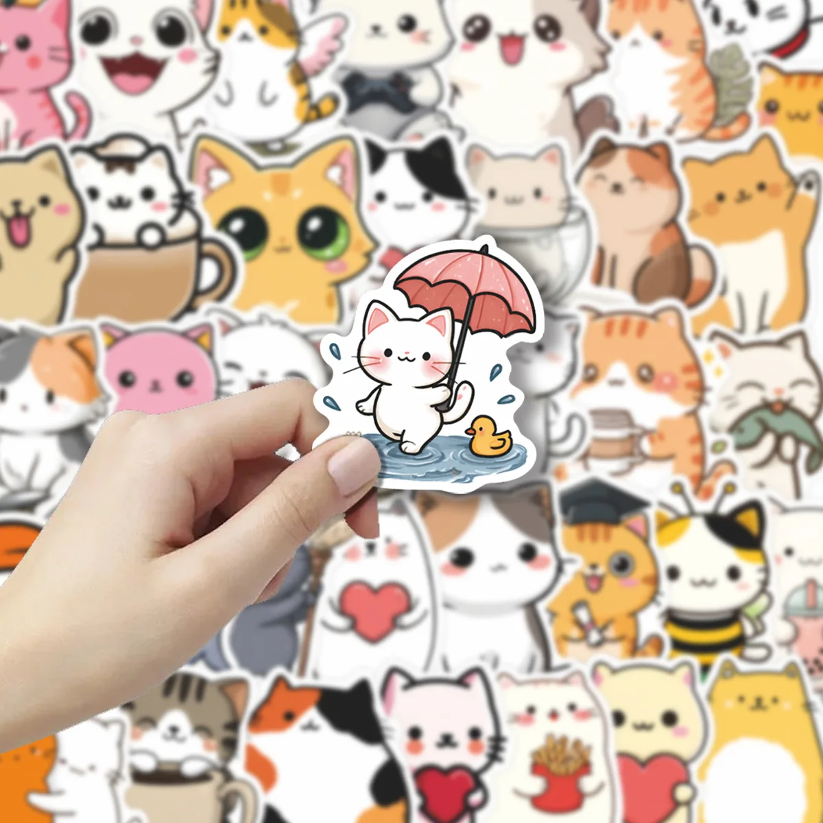

50Pcs Kawaii Cat Kitty Stickers Vinyl Waterproof for Laptop Phone Case Notebook Water Bottle DIY Stickers