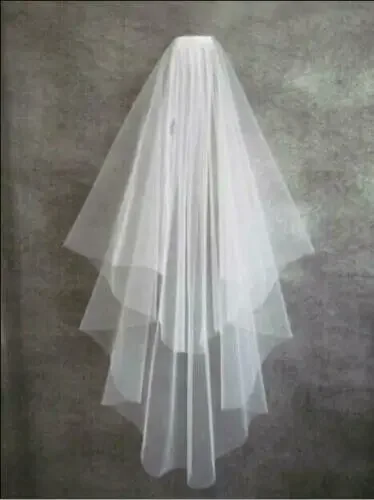 White Ivory 2Tier Bridal Wedding Veil With Comb Elbow length Cut Edge Soft Tulle