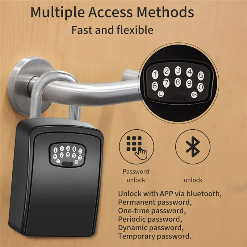 【To&On-E】 TUYA Smart Key Box Bluetooth Storage Lock Box Smart Life App Wall Mount Security Lockbox