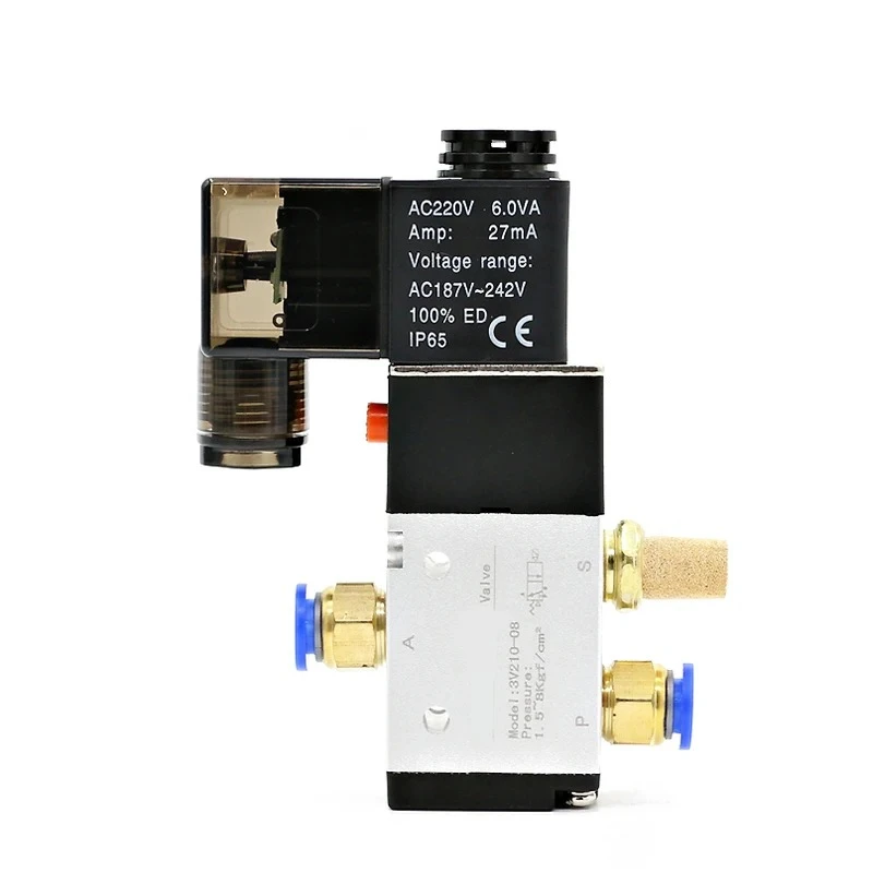 3 Way Pneumatic Air Control Valve Electric Gas Magnetic Valve Alumium Body 3V110-06 12V 1/8