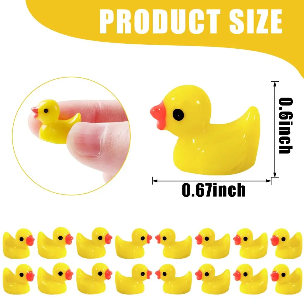 100/200pcs Tiny Duck Yellow Mini Duck Mini Resin Duck Bulk Little Duck Figure Plastic for Dollhouse Decor Micro Garden Landscape