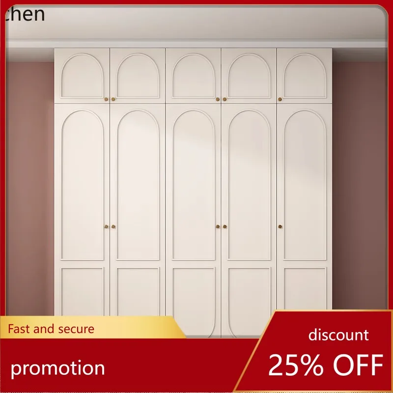 

HT cream wind solid wooden cabinet bedroom small apartment simple cabinet finished large wardrobe