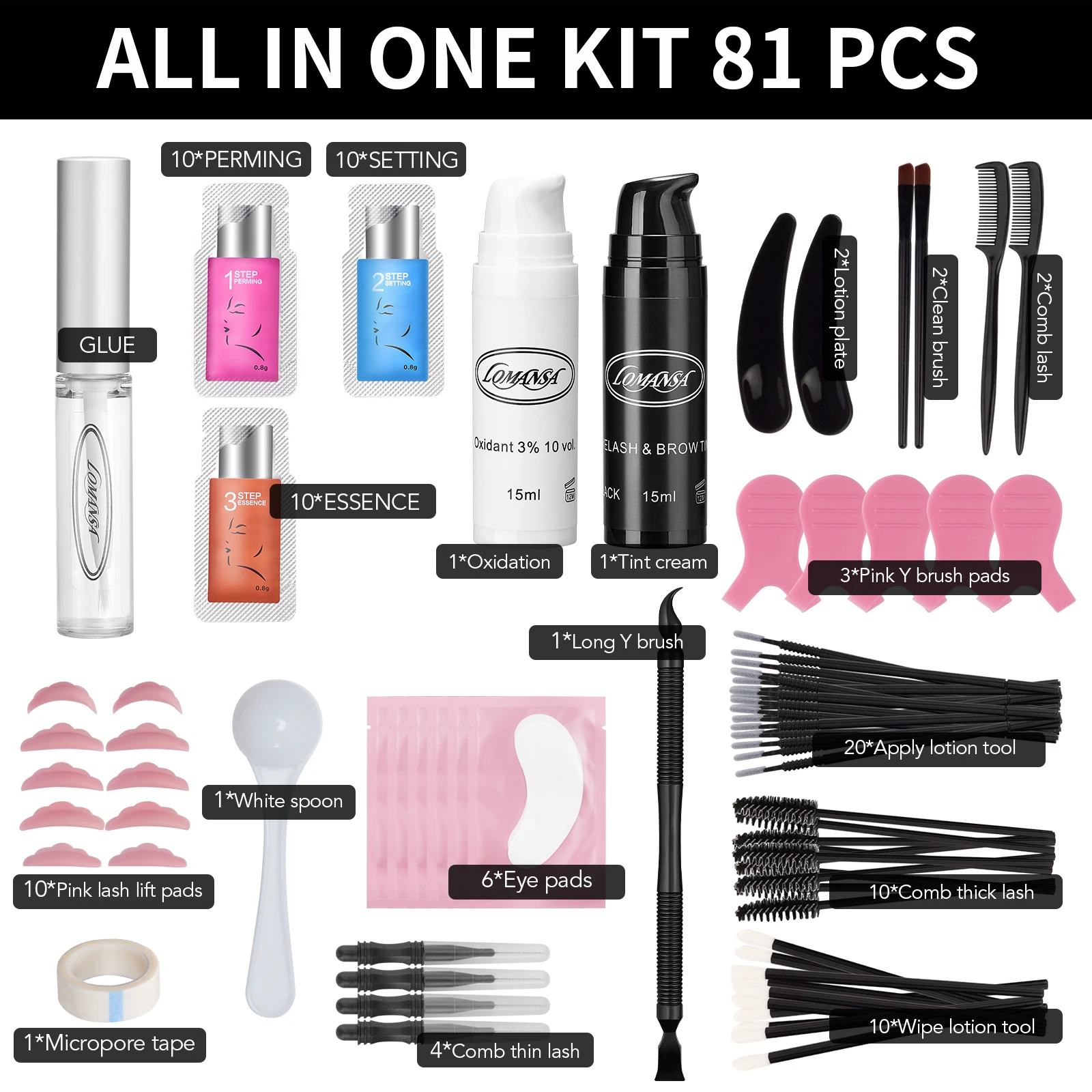 ロマンサ 4 in 1 ラッシュリフト＆ティントキット インスタント フラッ エラッシュリフト ブロウラミネーションキット ファストブロウティント＆ボリュームメイクアップツール