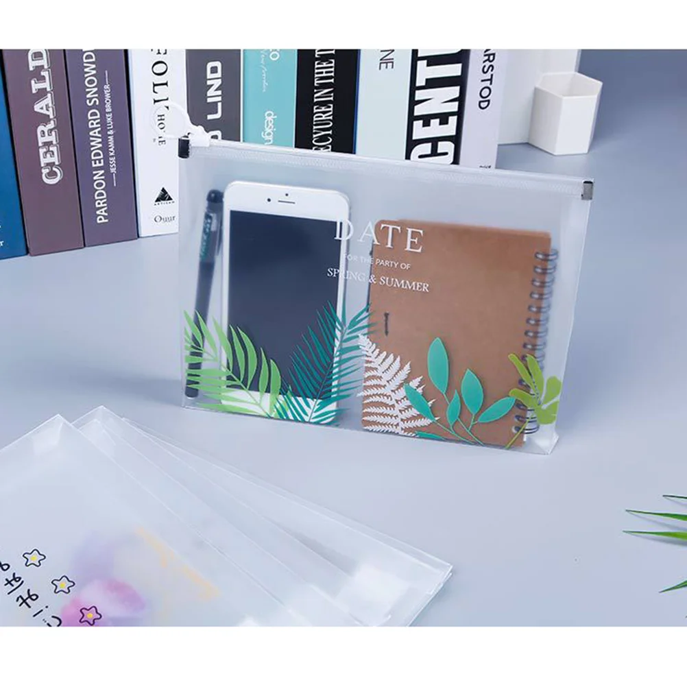 

4pcs File Pockets Waterproof Pp Transparent Organizer For School Office Storage Stationery Holder Zipper Pencil