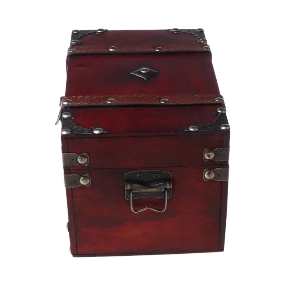 Pirate Vintage Wooden Treasure Box Antique Design European Retro Style Jewelry Box With Bronze Color Lock Trunk Containers Gift