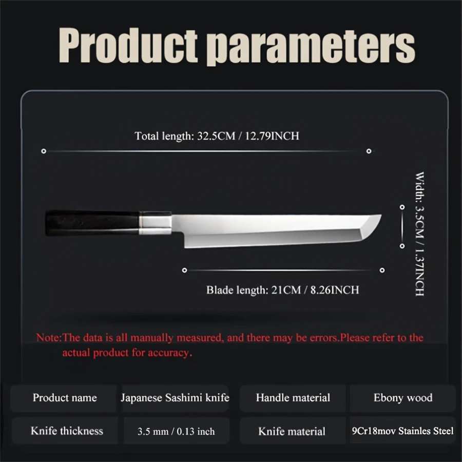 High Carbon Japanese Kitchen Knife Sushi Sashimi Knife Salmon Knife Meat Cleaver Cutting Fish Raw Fruit Fishing Cooking Tool