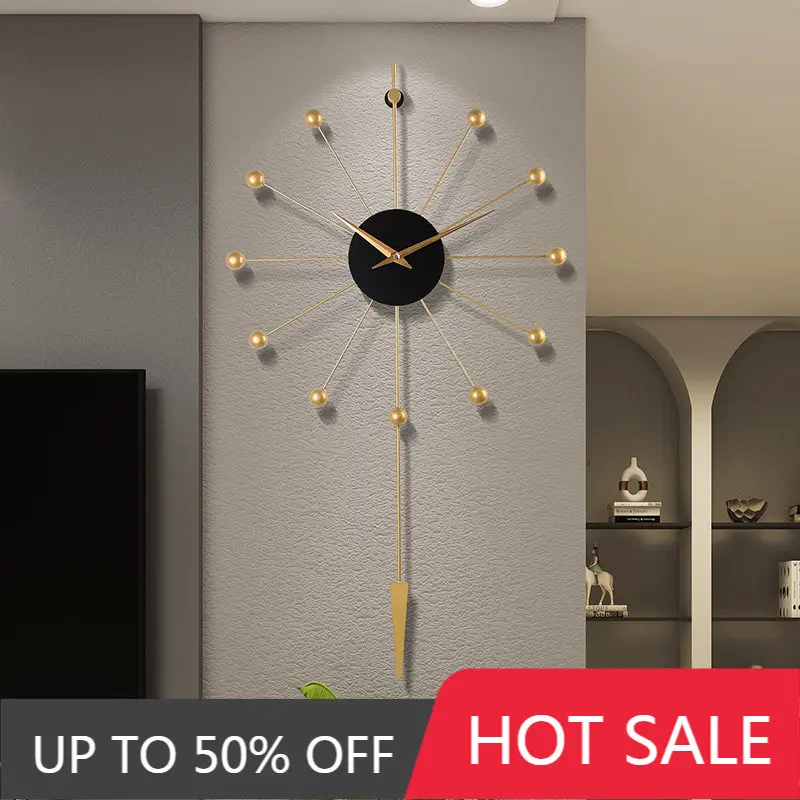 Nordic Metal Number Wall Clock Round Classic Living Room Silent Big Wall Clocks Aesthetics Art Restaurant Clock Room Decoration
