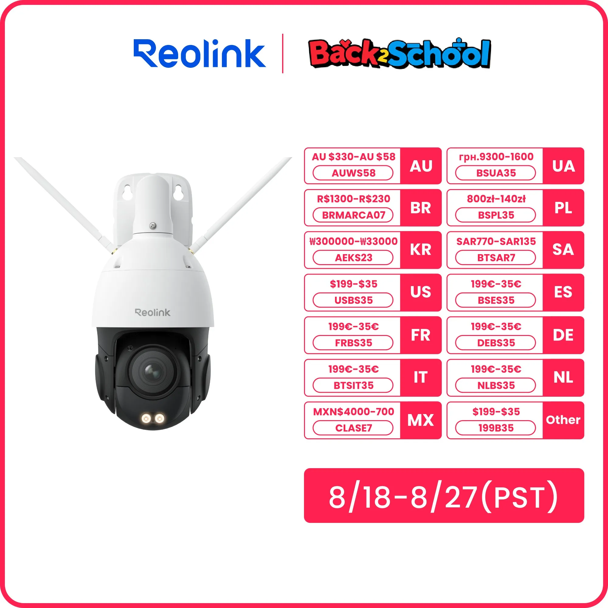 

REOLINK 4K Wi-Fi 6 PTZ-камера безопасности 5-кратный оптический зум, панорамирование и наклон, автоматическое отслеживание, интеллектуальное обнаружение, 8-мегапиксельная купольная уличная IP-камера Onvif