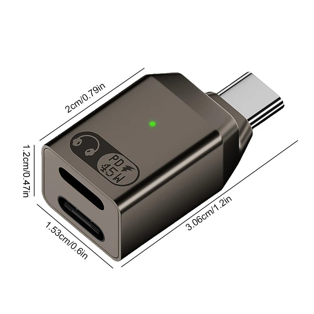 2-in-1 USB C To IOS Audio Adapter PD 60W Headphone and Charger Adapter Type C Fast Charging Adapter USB C Splitter for iPhone 16