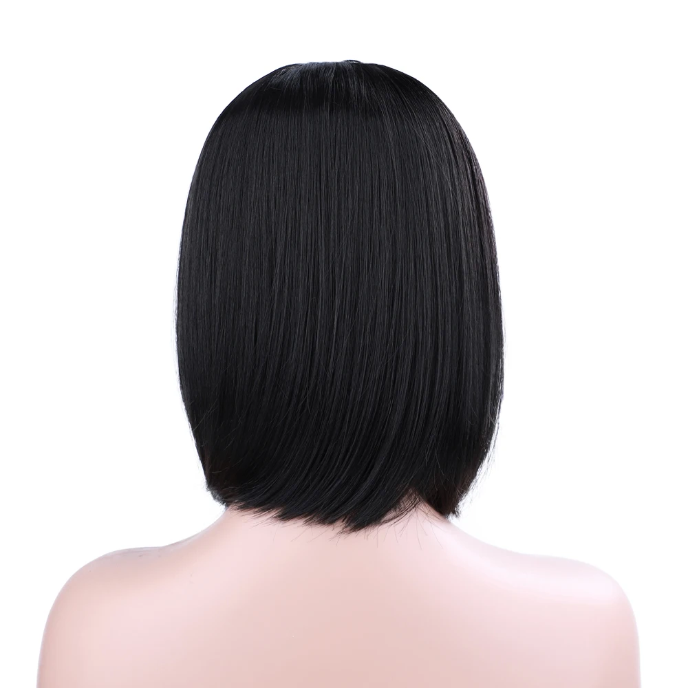 Synthetic Short Straight V Part Wigs Silky Straight Hair Synthetic V Part BOB Wigs for Women Black Silky Straight Synthetic Hair