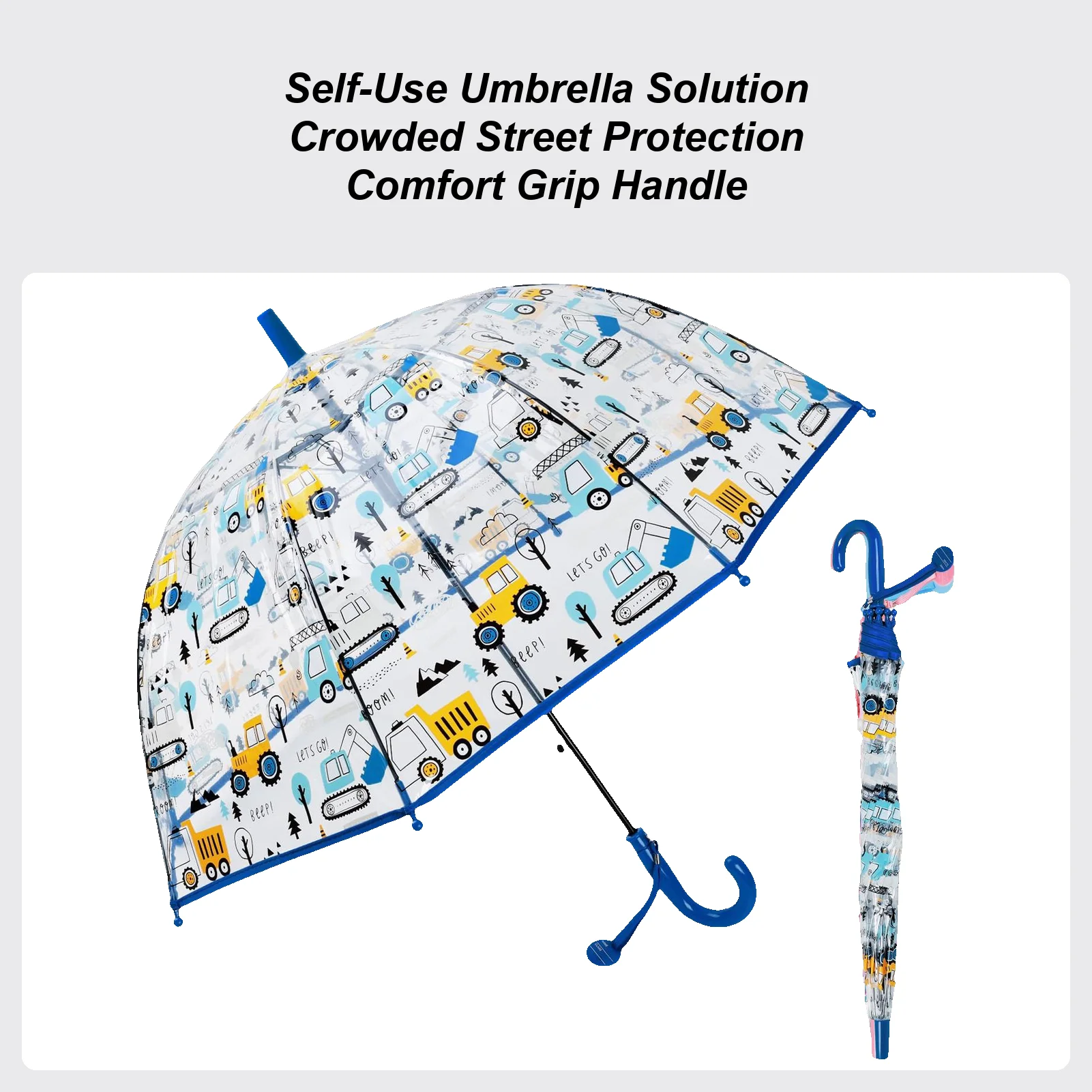 

Clear Umbrella Non Slip Handle Windproof Cute Funny Small Dome Umbrella For Kids For Boys Girls Beach Travel Camping Walking