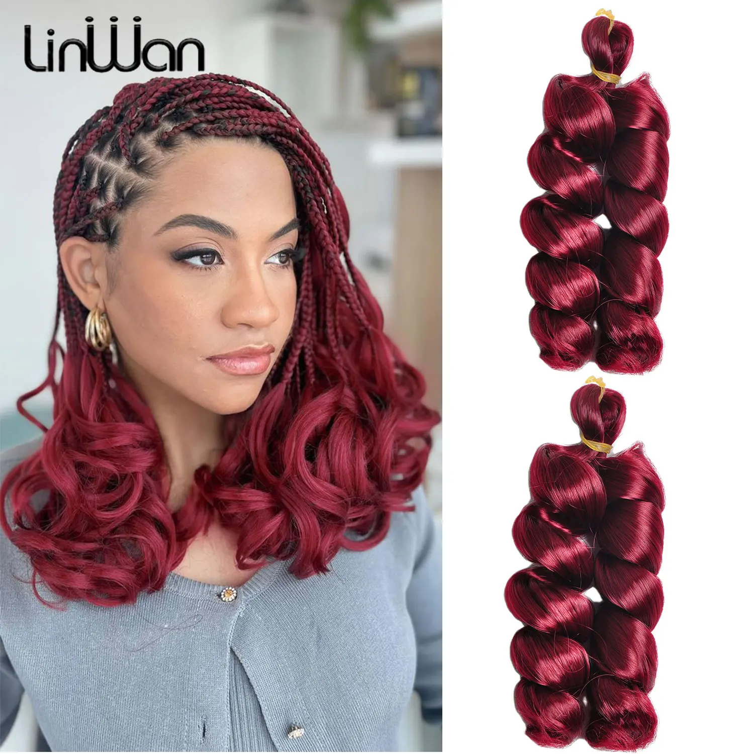 

French Curly Braiding Hair Synthetic Pre Stretched Bouncy Braiding Hair Easy Braid Curl Braids Lightweight Wavy Hair Extensions