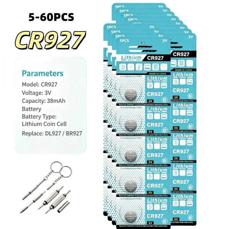 NEW 5‑60PCS 3V CR927 DL927 BR927 38mAh 3V Lithium Coin Cell For Remote Control Toy Clock Watch Mouse Long‑Lasting