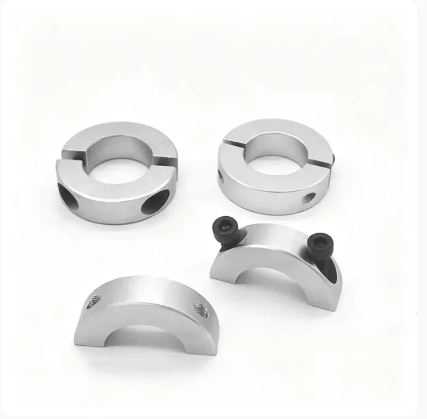 Aluminum Alloy Split‑Type Retaining Ring Shaft Collar with Double‑Screw Clamping Ring Sleeve Bore Size 3‑50mm