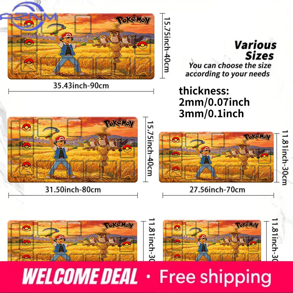 

Коврик для мыши Pokemon Ash Wheat Field Sunset TCG Playmat, игровой коврик для стола, несколько размеров