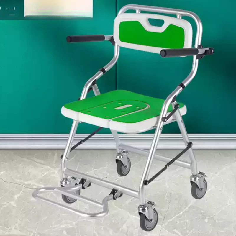 Muebles para personas mayores, carritos plegables con freno de mano, taburete con asa, asiento ligero, carrito de equipaje ajustable, silla de acero inoxidable