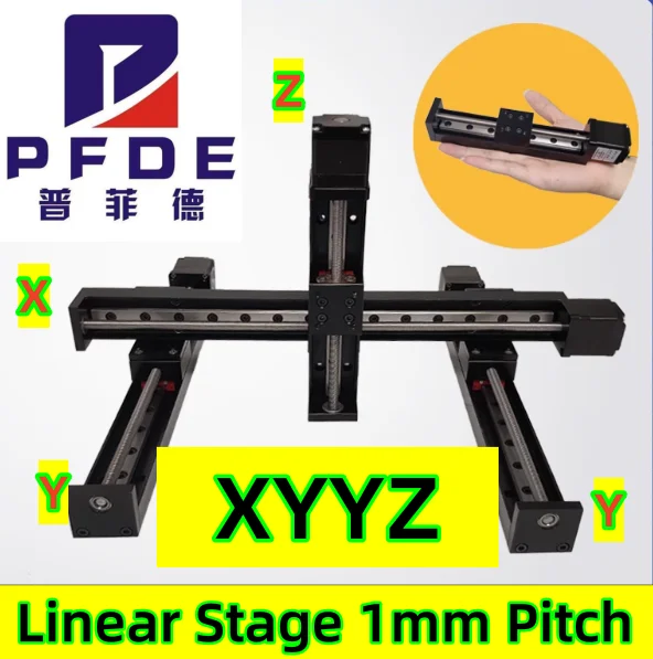 

XY/XZ/XYZ Axis Motorized Slide Table Mini T-type Linear Guide Rail Stage CNC Sliding Table Motor Electric Linear Stage 1mm Pitch