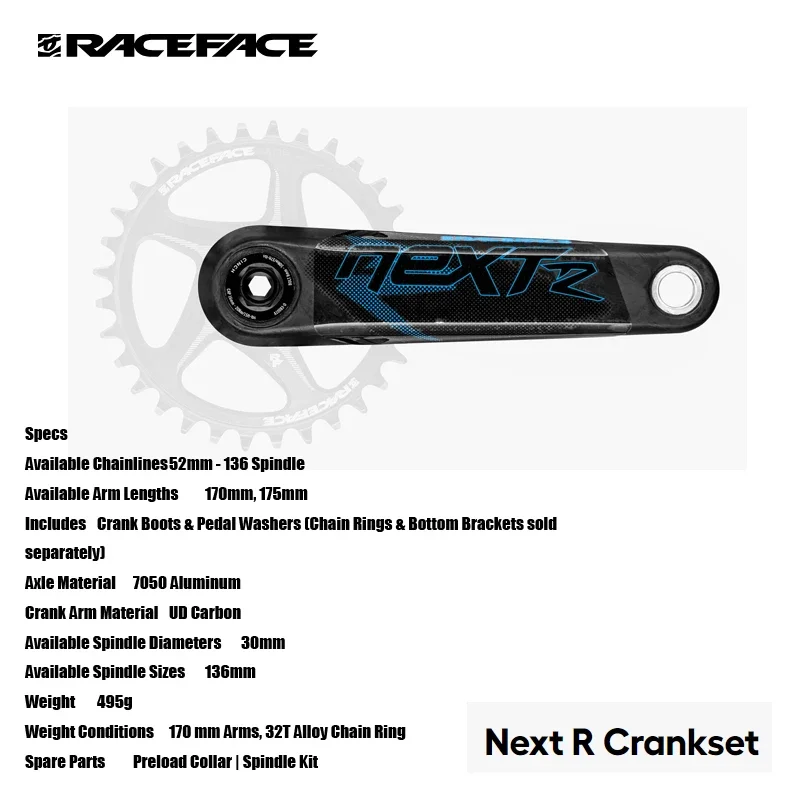 

RACEFACE Next R Crank 7050 Aluminum Axle UD Carbon Crank Arm 170mm, 175mm Arm Lengths MTB & Road bicycle acesssories cycling