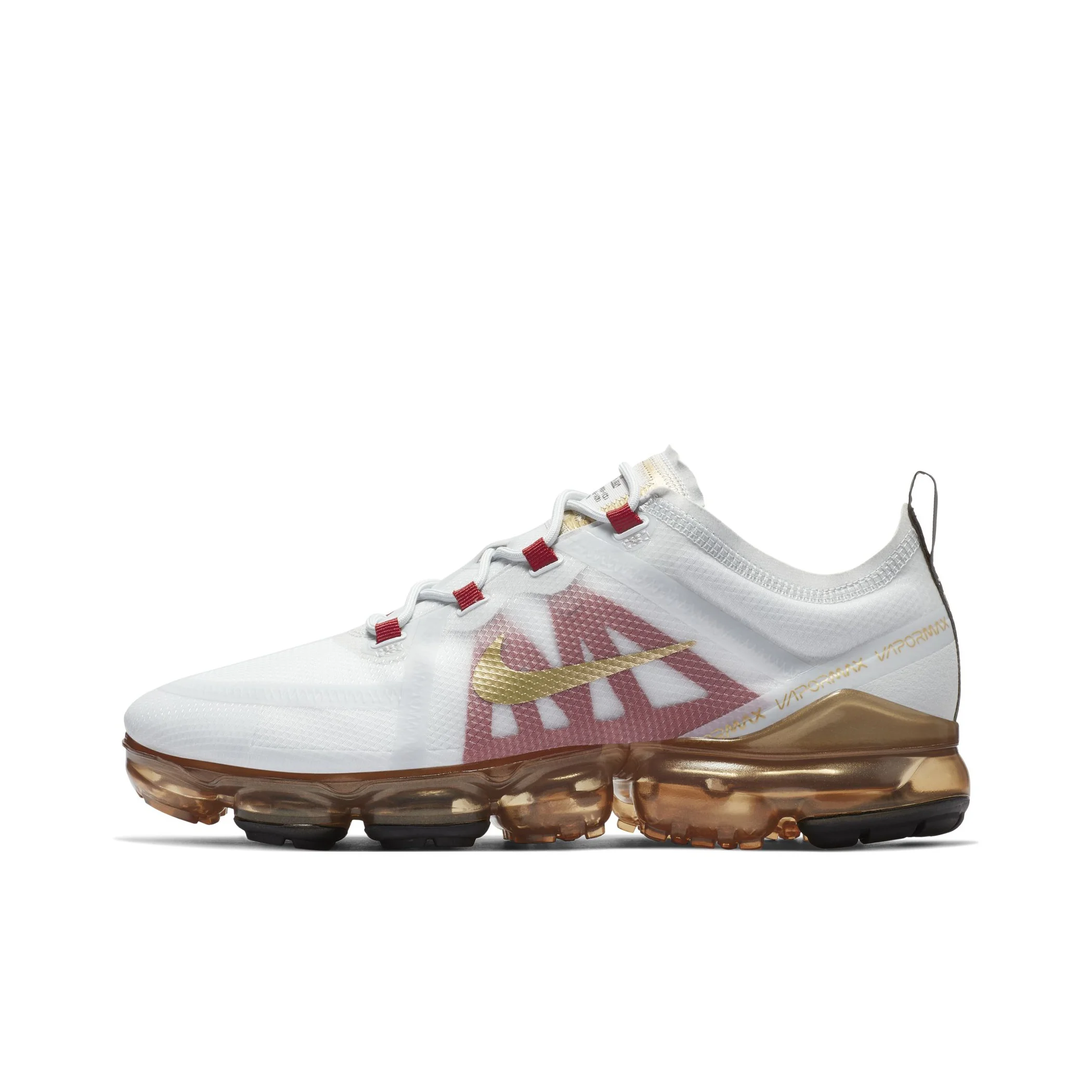 Zapatillas para Correr Nike VaporMax 2019 Unisex de Perfil Bajo Blanco/Dorado/Rojo BQ7038-001