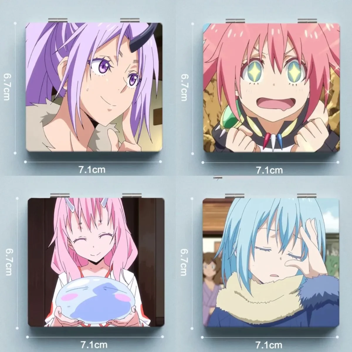 7x6cm, That Time I Got Reincarnated as a Slime, Folding Double-sided Makeup Mirror, Portable Travel,Anime Cute,Magnifying Square