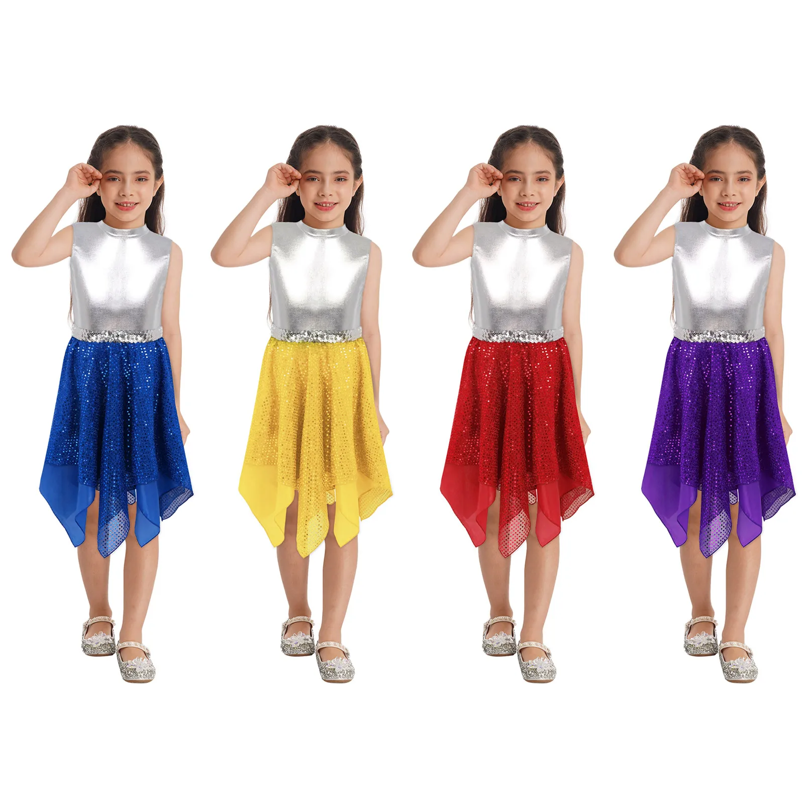 Kids Girls Praise Lyrical Dance Dress Irregular Modern Contemporary Dance Dance Costumes Liturgical Worship Church Dancewear