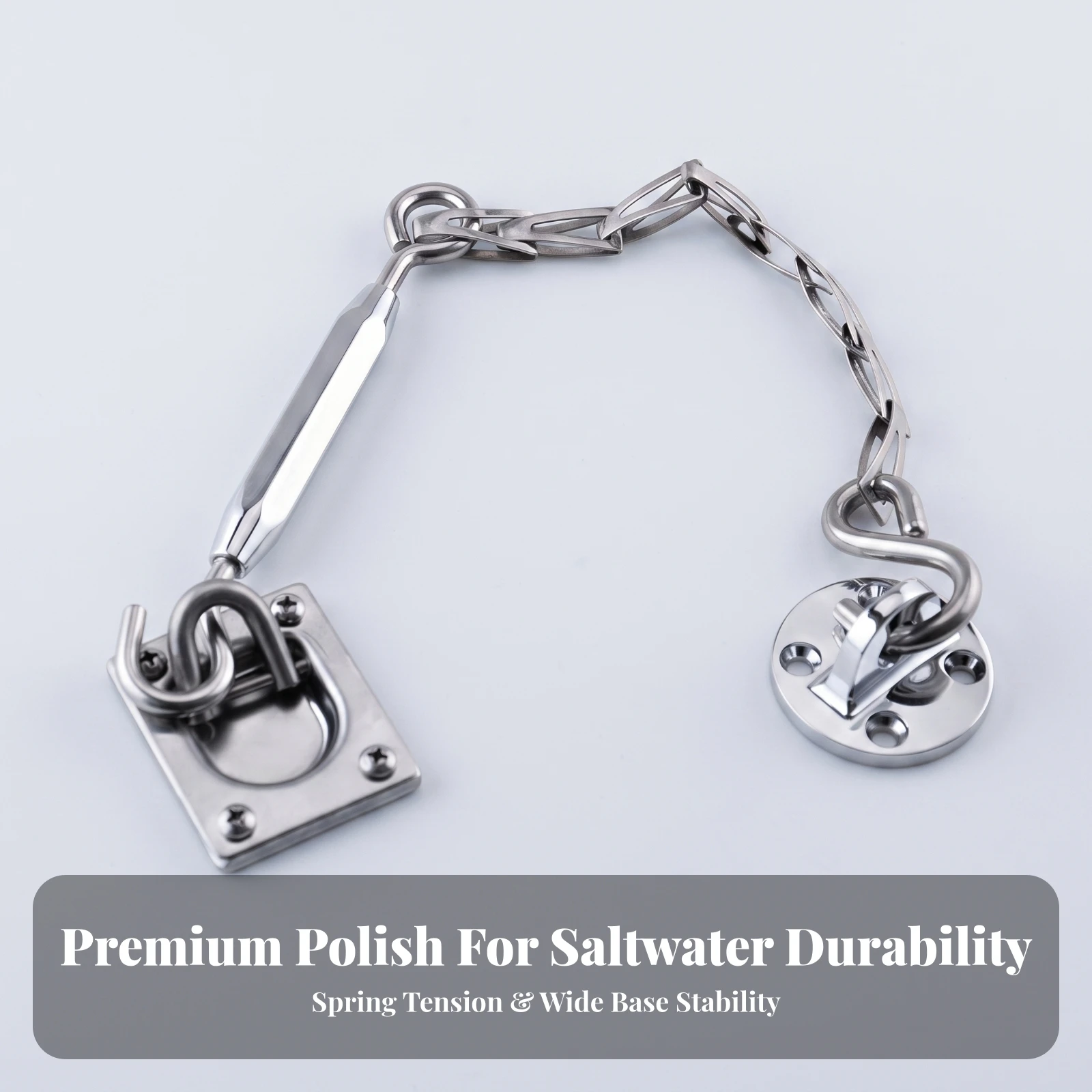 Spring Hook with Square Base Heavy Duty Stainless Steel Hook Assembly Hardware Sturdy Quick-Connect for Boat Owners, Boats