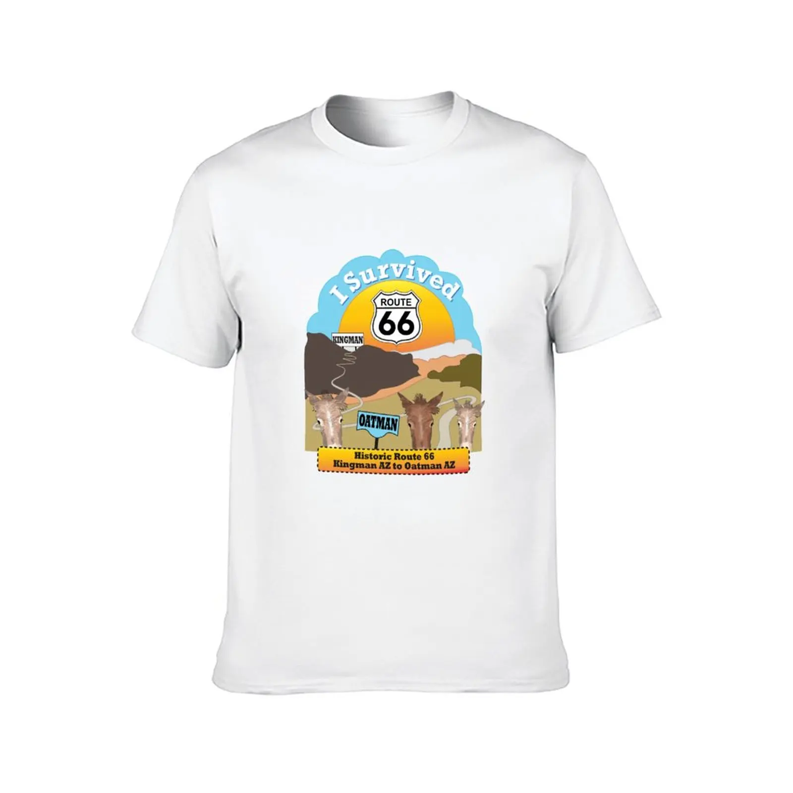 لقد نجوت من الطريق 66 Kingman AZ إلى Oatman AZ تي شيرت رجالي جرافيك تي شيرت تي شيرت شخصي تي شيرت