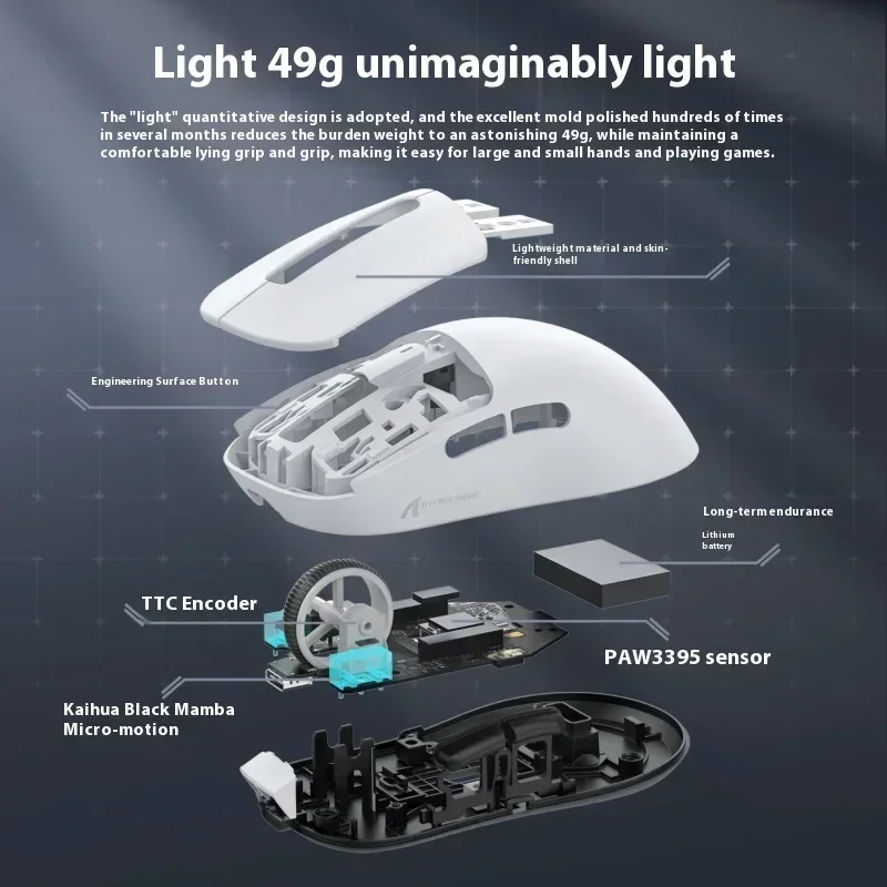 Imagem -04 - Ataque Tubarão x6 Mouse Bluetooth sem Fio 3-mode Rgb Backlight Base de Carregamento Design Leve Macro Gaming Mouse Paw3395