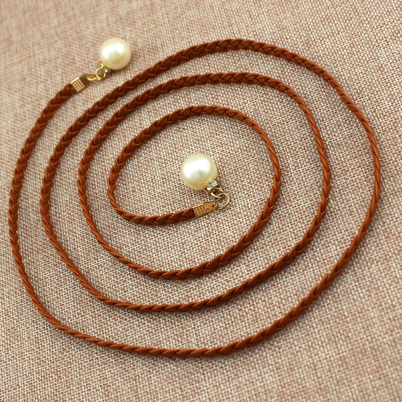 ผู้หญิงอเนกประสงค์เข็มขัด PU หนังใหม่ Boho พู่ถัก Self-Tie เข็มขัดบางเอวเชือกเข็มขัดประณีตหวาน