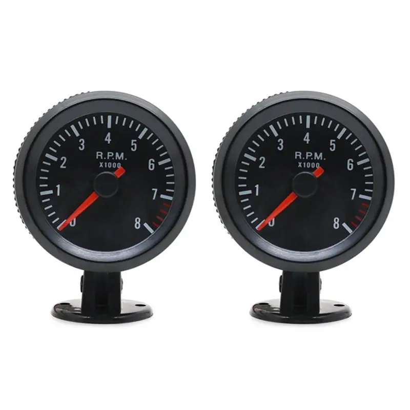 

AMEXIAOXU Car Meter Tachometer For 1-8 Cylinders Car RPM Gauge Analog Black Case 0-8000RPM