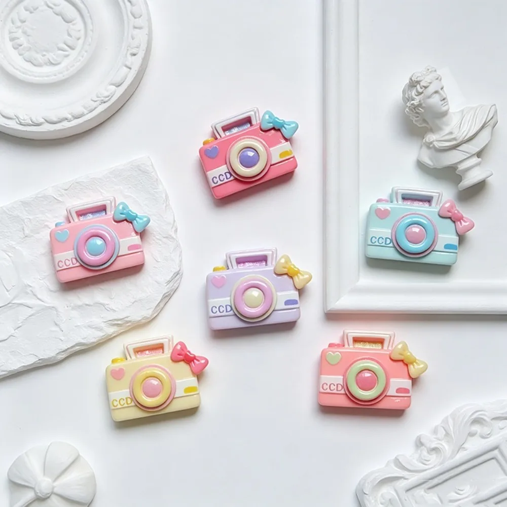 10Pcs New Cute Resin Mini Heart Camera Series Flat Back Manicure Parts Embellishments For Hair Bows Accessories
