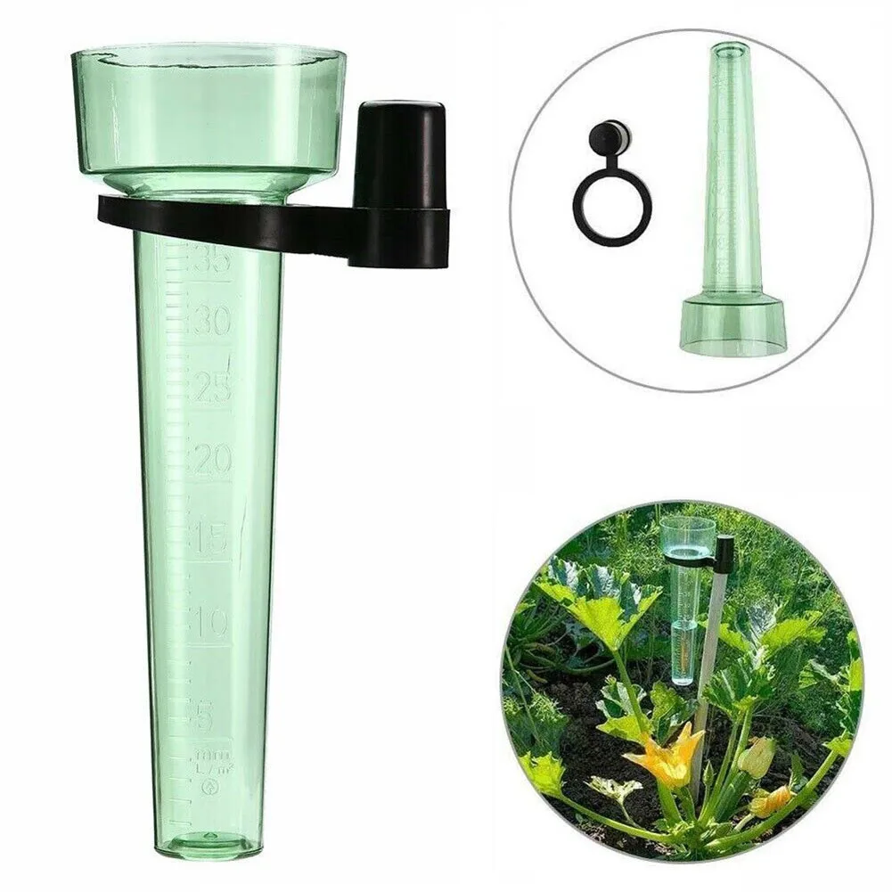 1Pc Rain Gauge International Style Transparent Light Green Polystyrene Max. 33mm Rain Measurement Tool For Garden Water Teaching