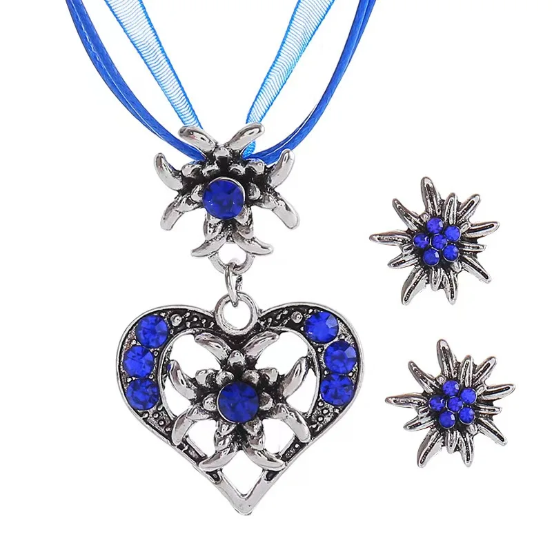 Classic Edelweiss Necklace Set For Munich Germany Bavaria Oktoberfest Jewelry Women Girl  Party Gifts