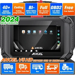 ANCEL V5 HD Heavy Duty Truck Scanner All System 40+ Resets Diesel Trucks Diagnostic Scan Tools for Cummins/Detroit/Caterpillar