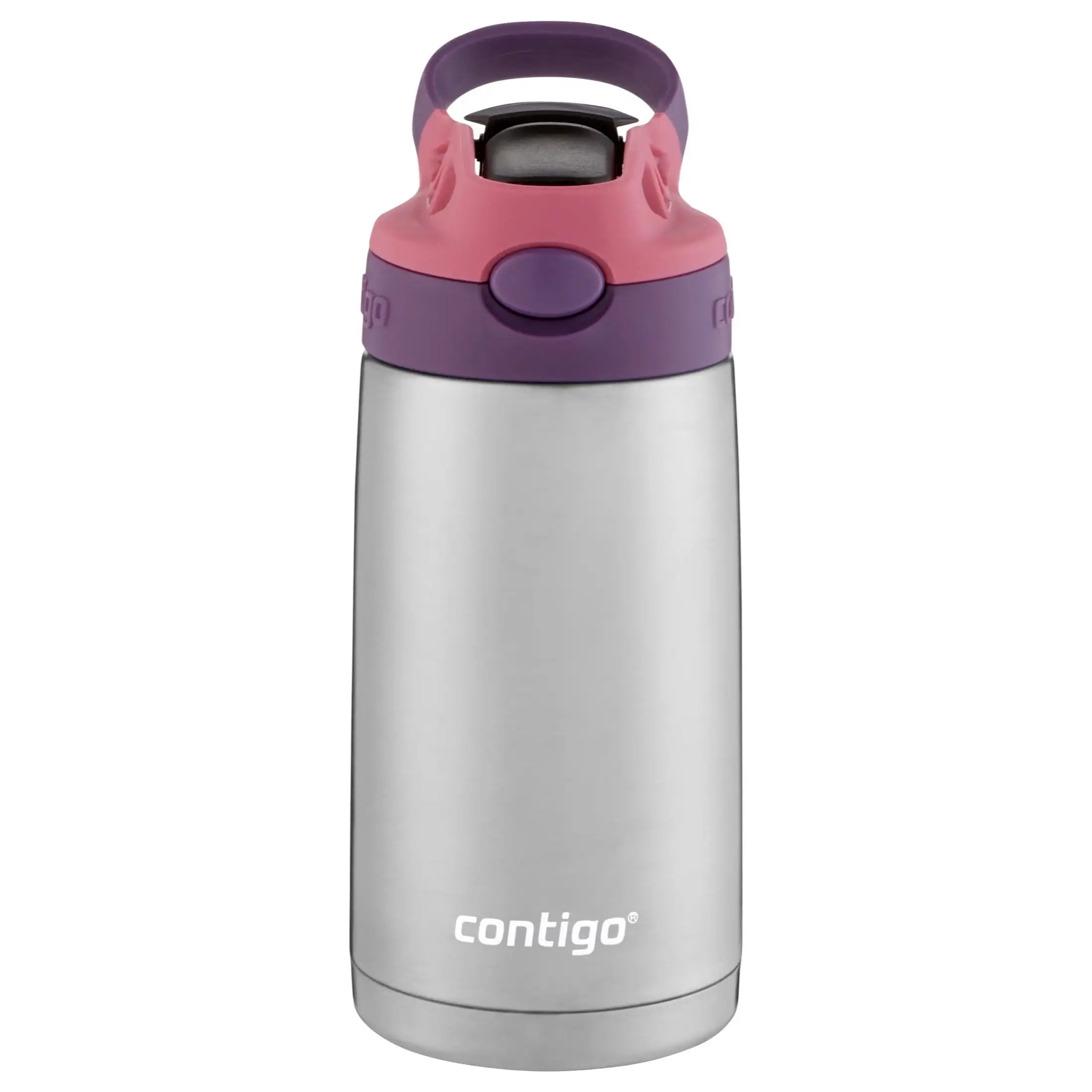 

Contigo Kids Stainless Steel Water Bottle with Redesigned AUTOSPOUT Straw Lid Eggplant and Punch, 13 fl oz.