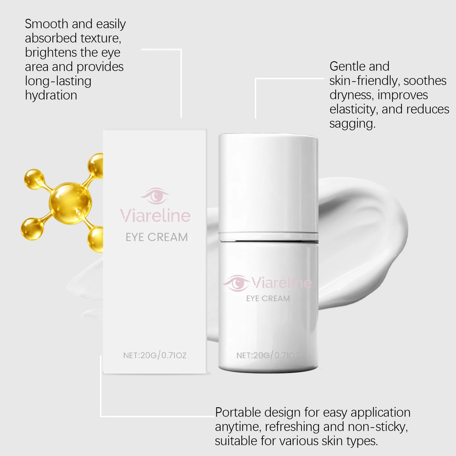 20g Firming Eye Cream Lightening Dark Circles Remove Eye Bags Puffiness Moisturizing Increase Elasticity Repair Serum Eye Cream