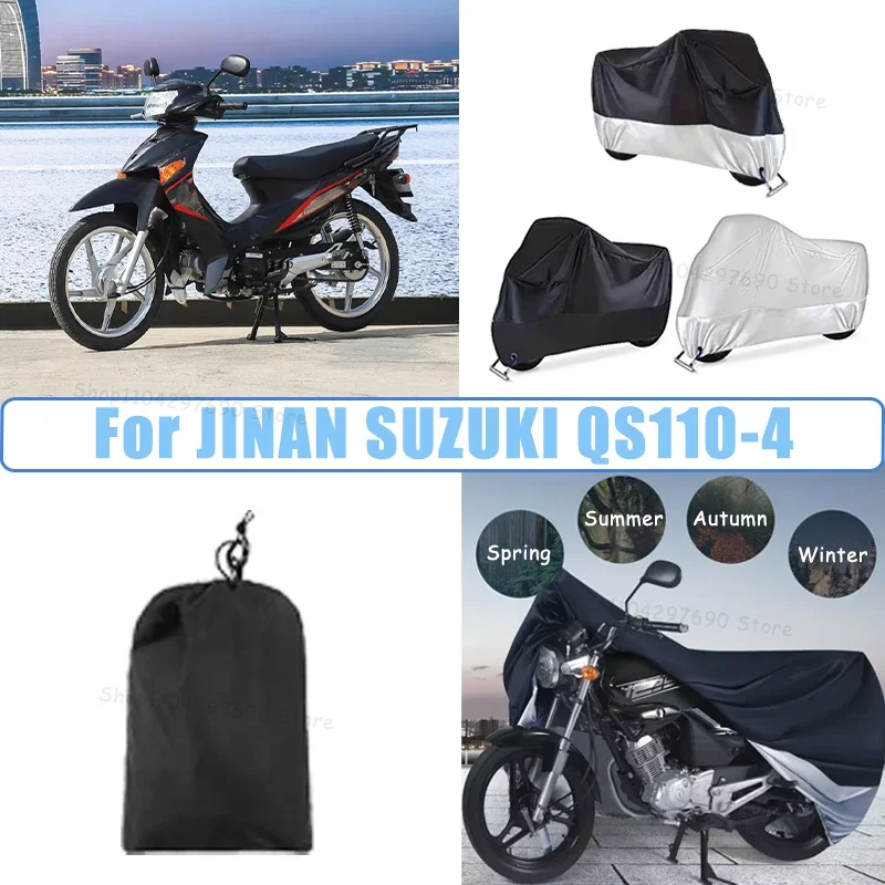 210D Oxford Motorcycle Cover Waterproof All Season UV Protection For JINAN SUZUKI QS110-4 Anti-Tear Windproof Motorbike Cover